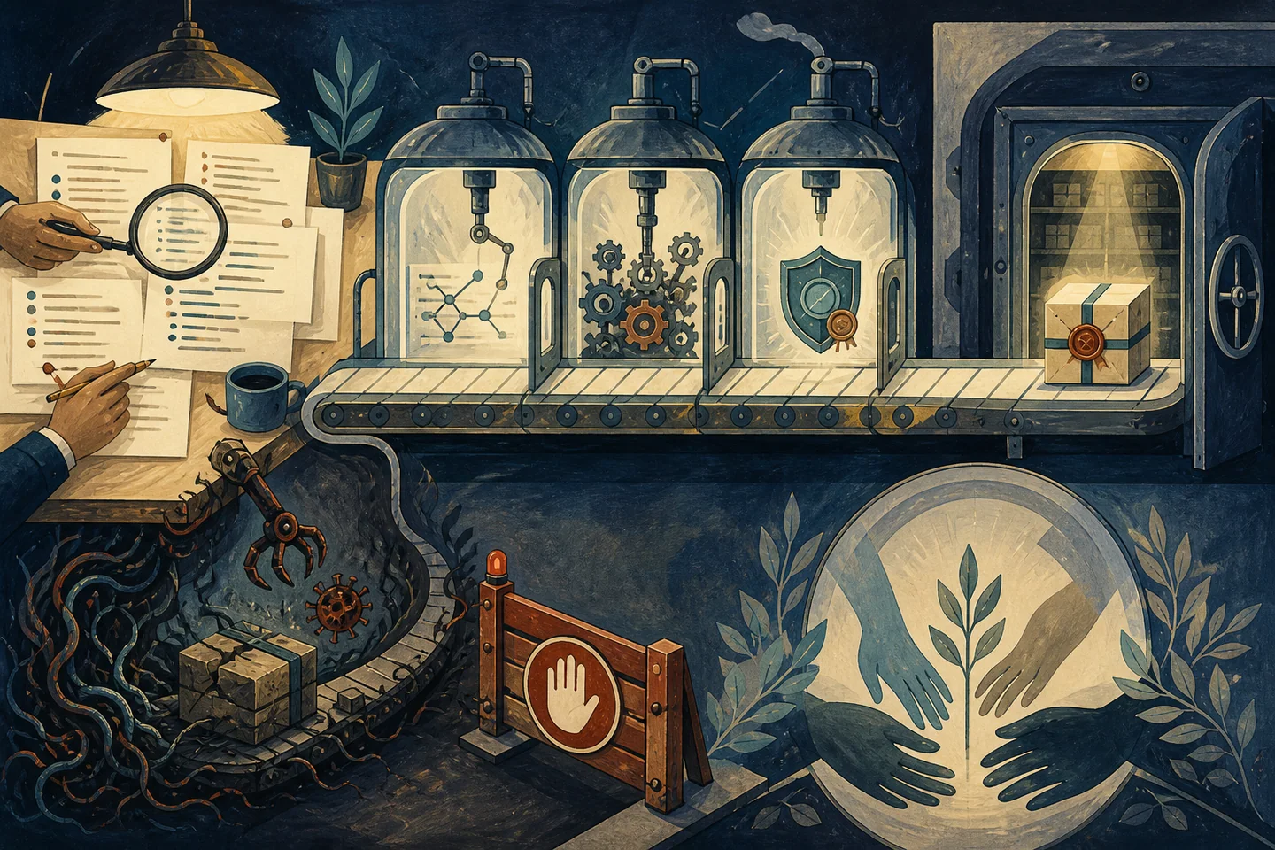 Editorial illustration accompanying AI Interviews Roll Out for Some Federal Job Applicants